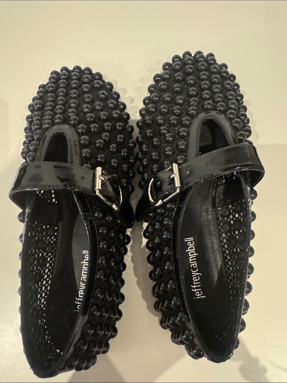 Jeffrey Campbell Black Pearl-Stud Mary Jane Flats